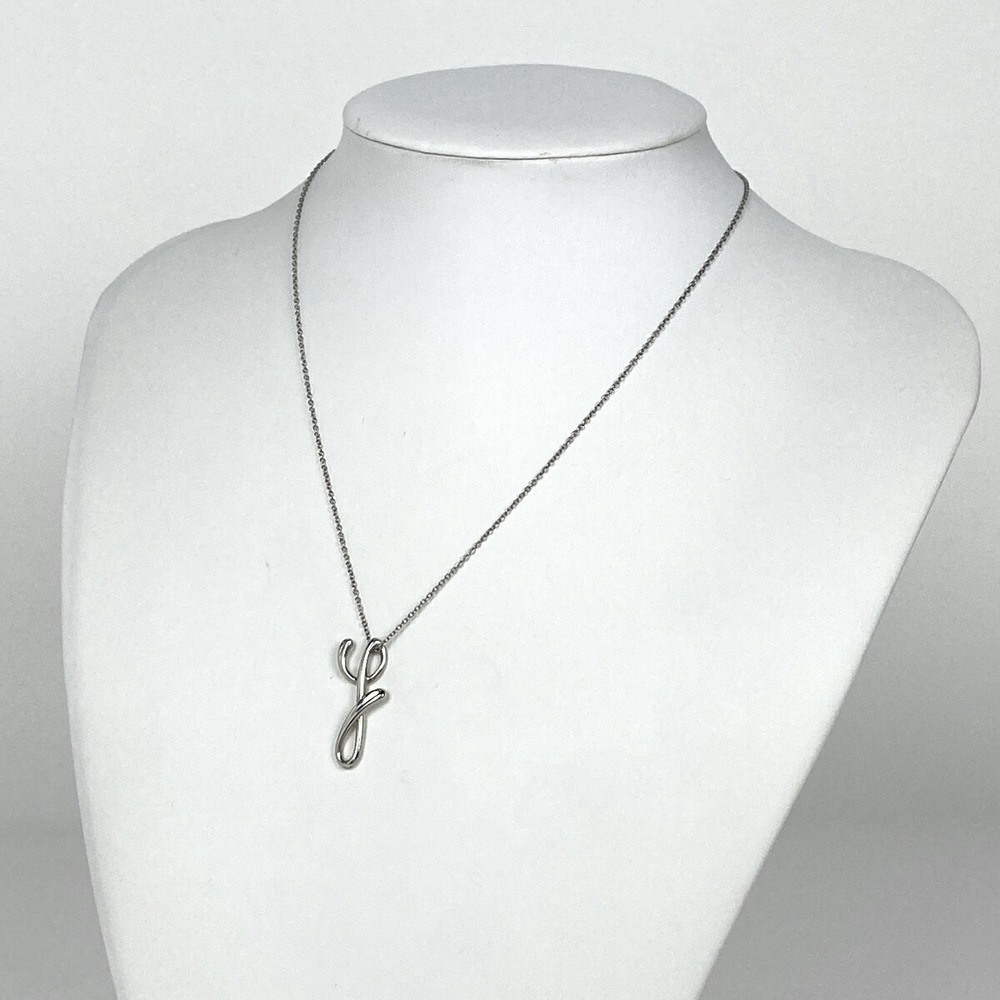Tiffany Letter Y Alphabet Initial Necklace Silver